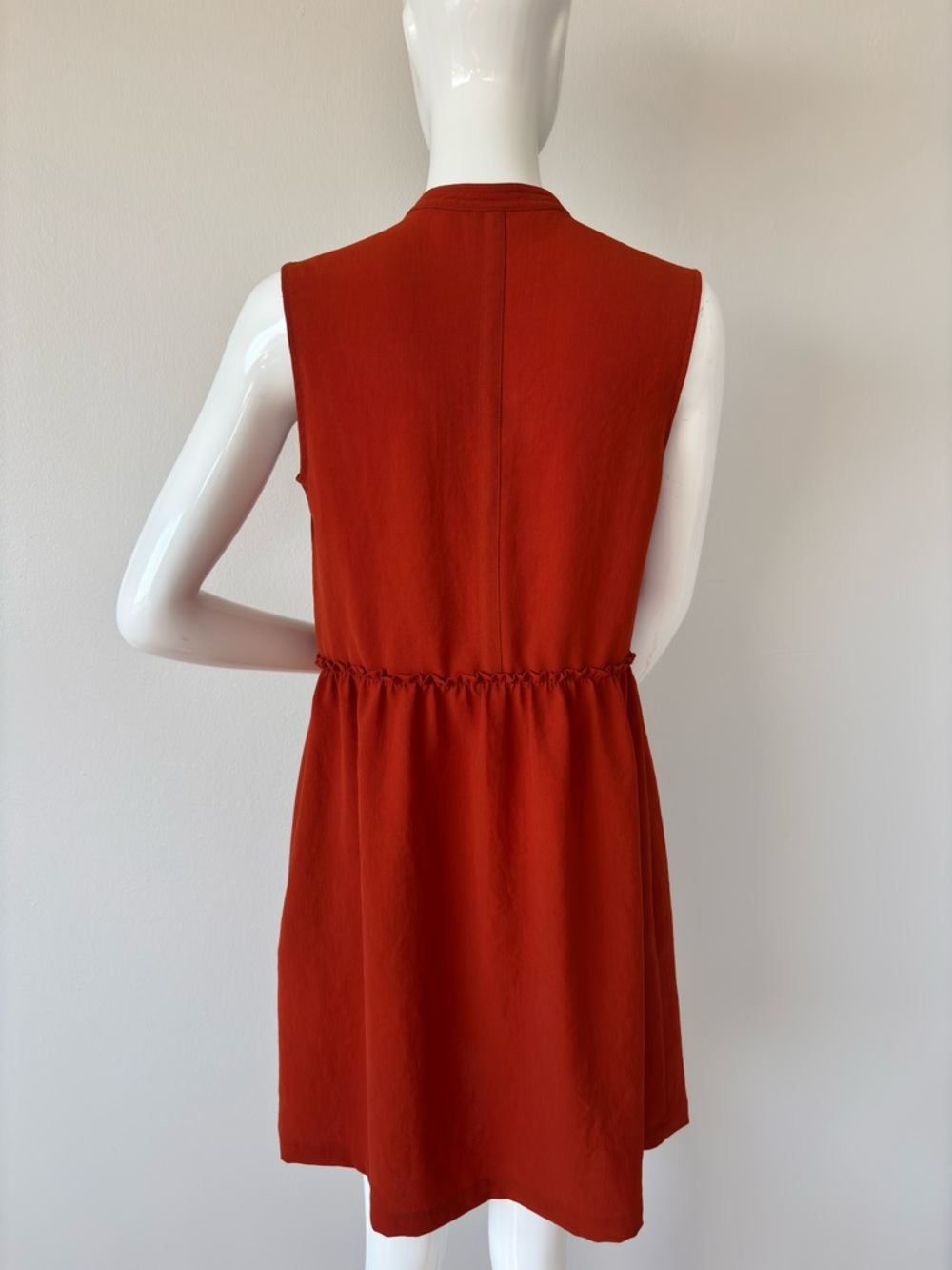 Burberry Burnt Orange Sleeveless Shirt Dress | Snap Button Mini, Pockets - Picture 6 of 9